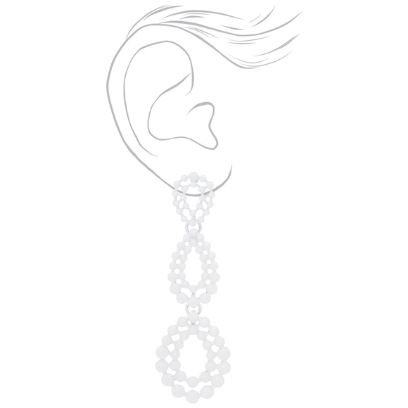 NEW 3" Filigree Teardrop Drop Earrings - White NWT - Picture 2 of 6